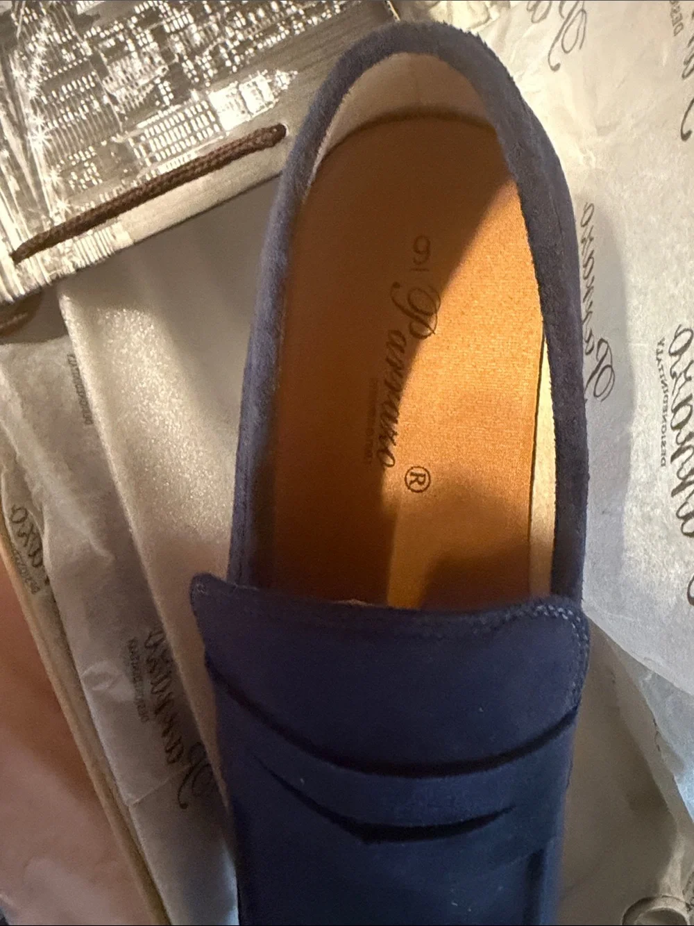 Deluc Men's Navy Suede Penny Loafers